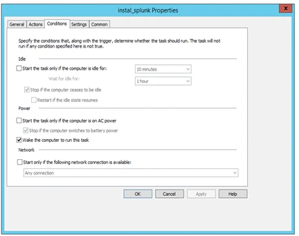 GPO Scheduled Tasks Properties (Conditions)